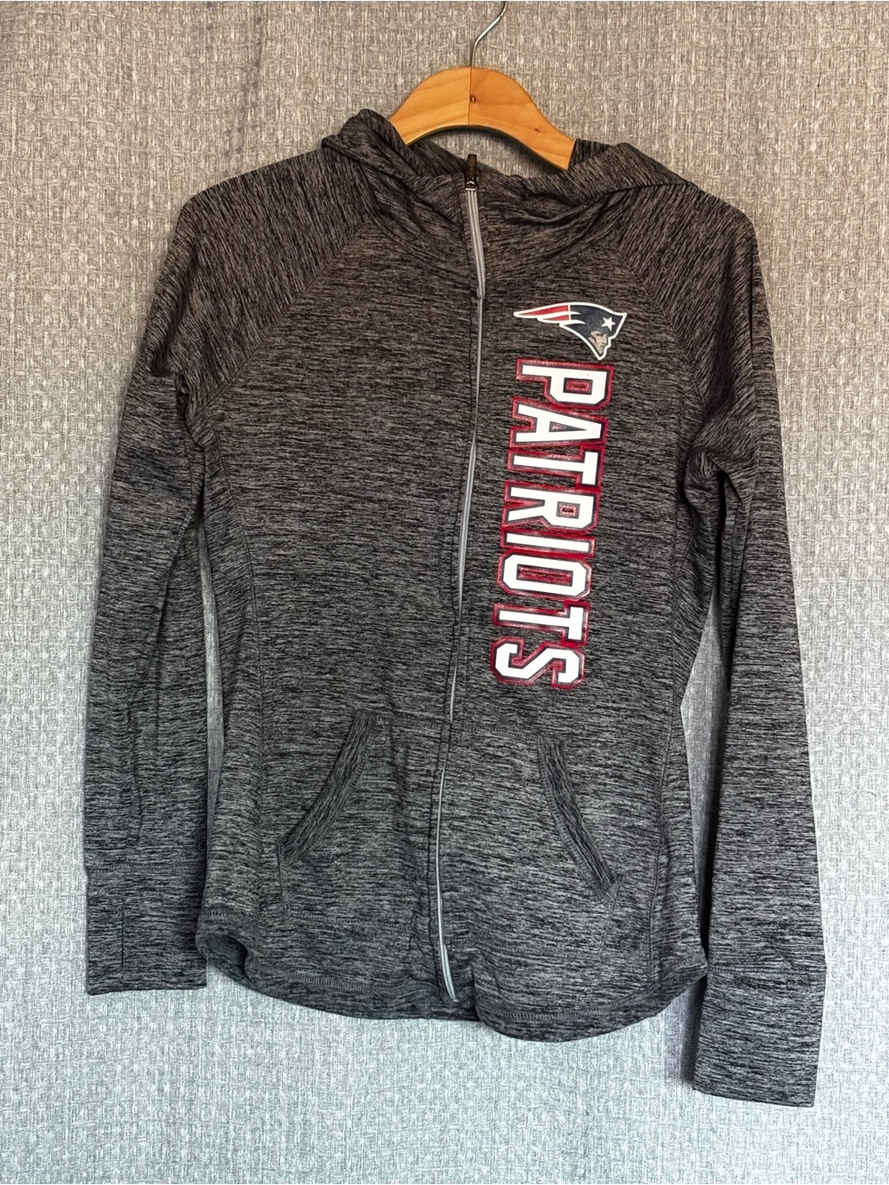 NFL Women's Gray Patriots Full-Zip Bomber Jacket